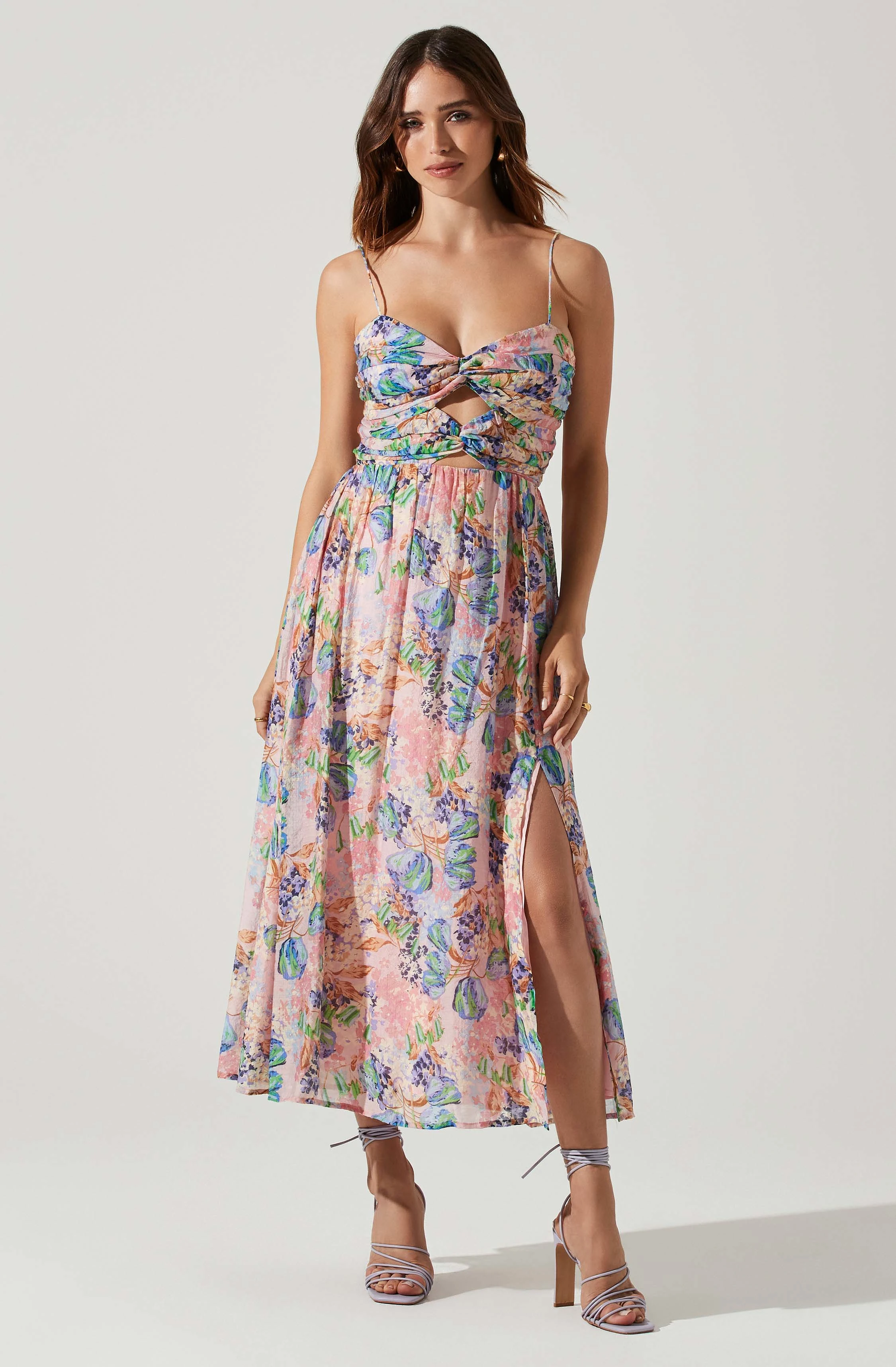 Emine Floral Bust Cutout Midi Dress