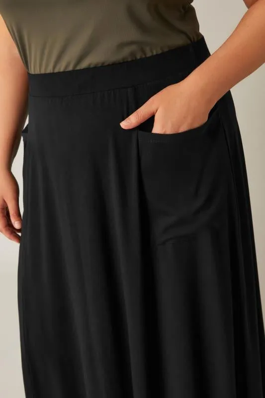 EVANS Curve Black Maxi Skirt