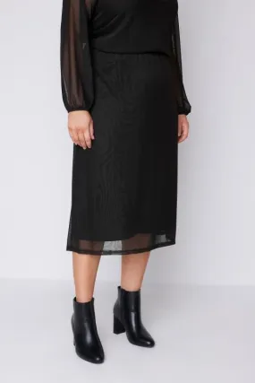 EVANS Curve Black Mesh Skirt