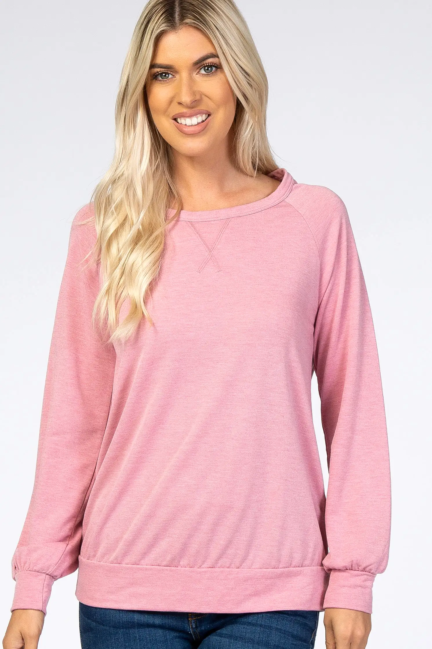 Faded Pink Soft Long Sleeve Maternity Top