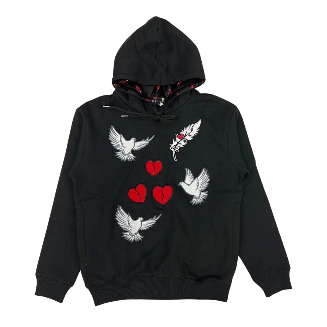 Focus Doves Red Heart Black Hoodie