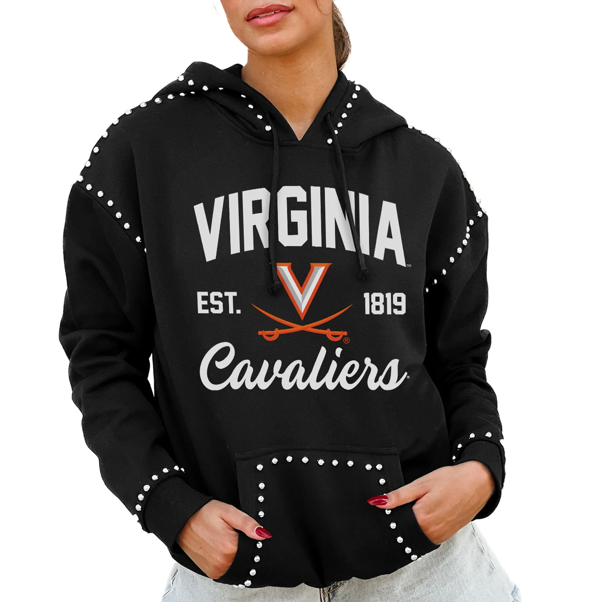 Gameday Couture  Virginia Cavaliers Women's Black Studded Pullover Hoodie