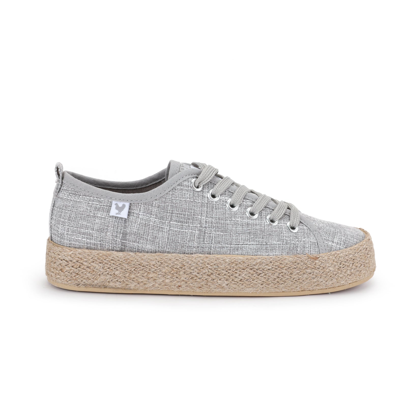 Grey linen lace-up espadrille sneakers