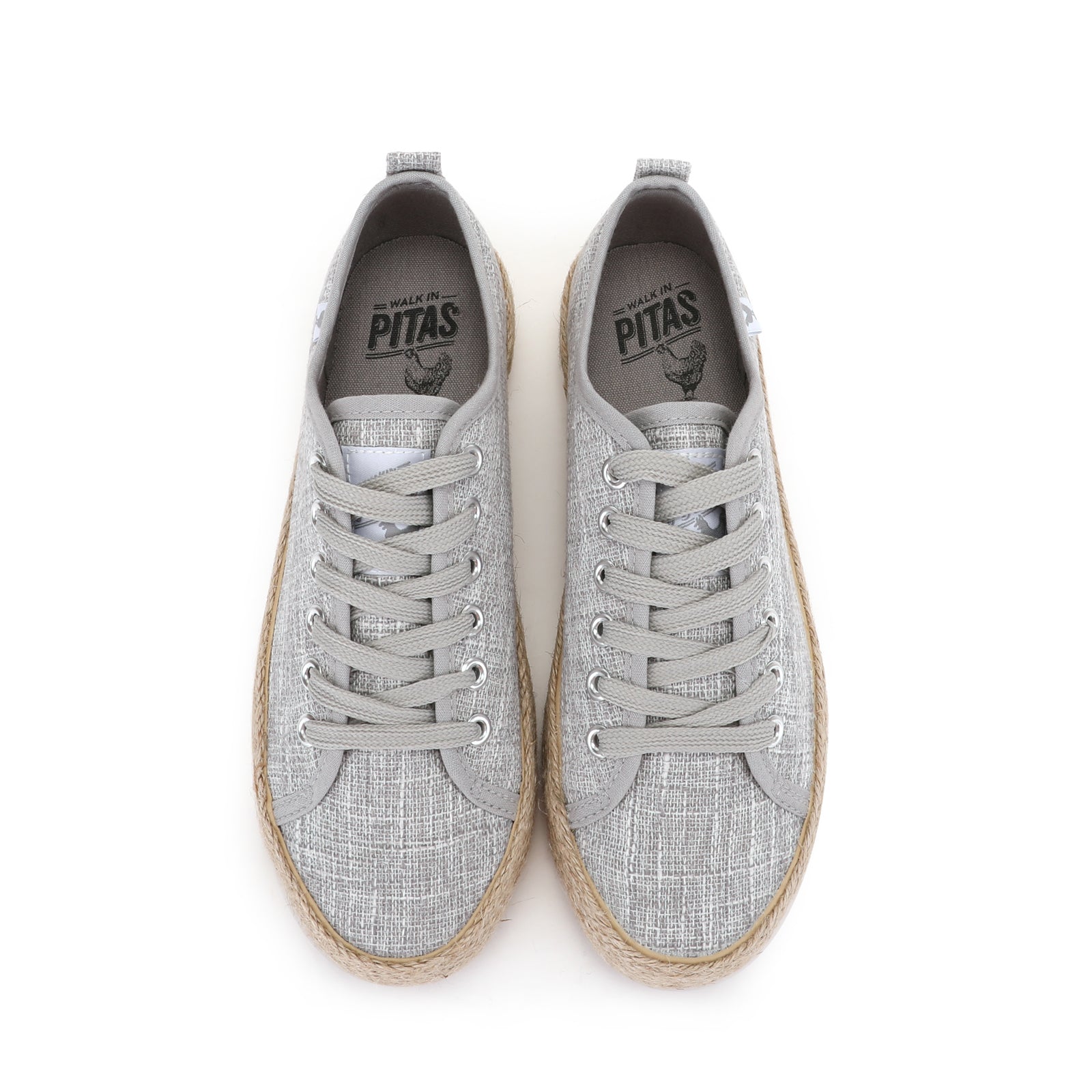 Grey linen lace-up espadrille sneakers