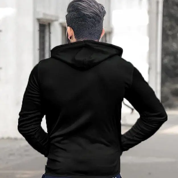 GymX Alpine Plain Black Hoodie (Stretchable) - Sale