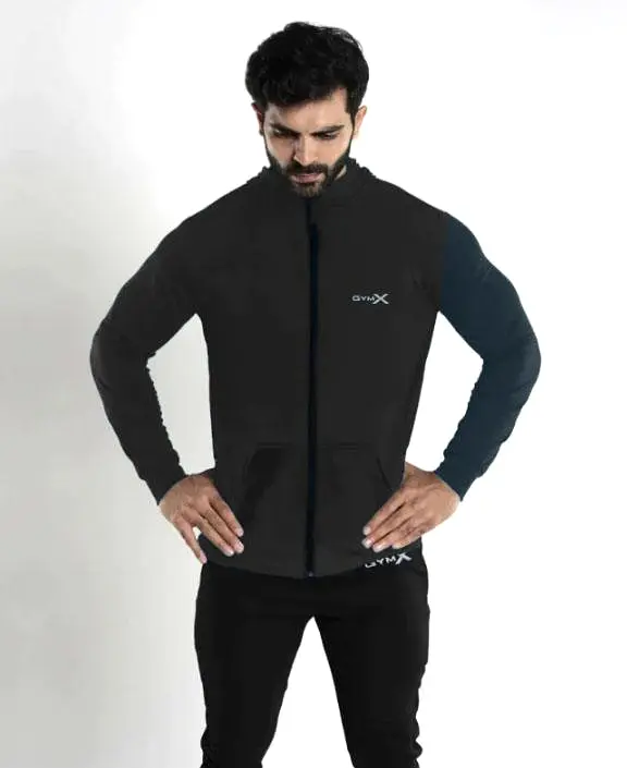 Gymx black hoodie with blue sleeve - Sale