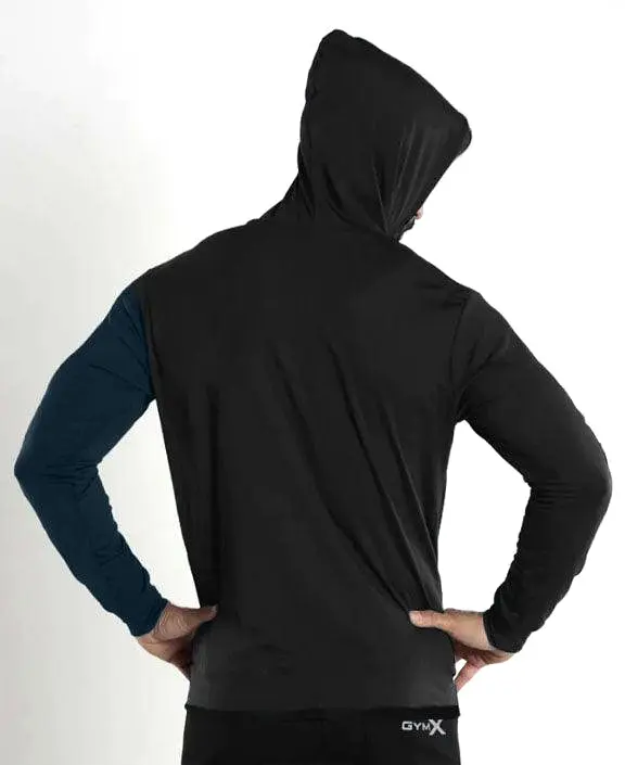 Gymx black hoodie with blue sleeve - Sale