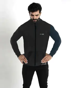 Gymx black hoodie with blue sleeve - Sale