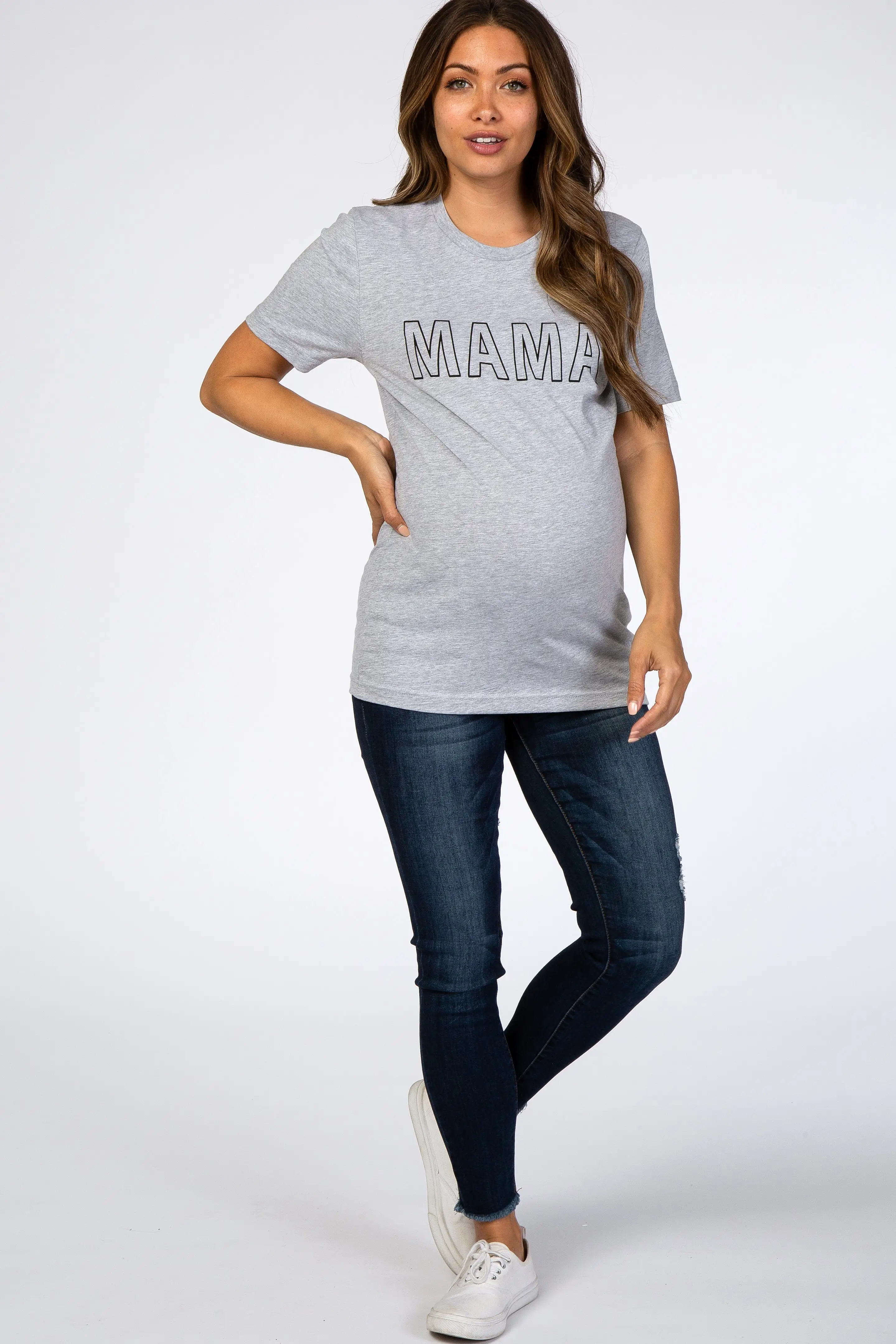 Heather Grey Short Sleeve Maternity Top