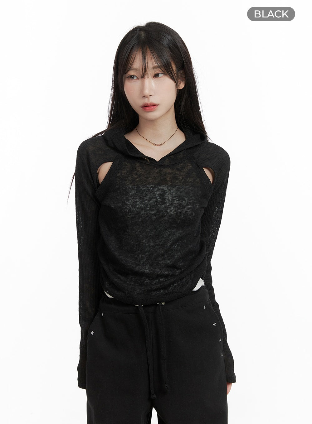 Hooded Cut-Out Top CA404