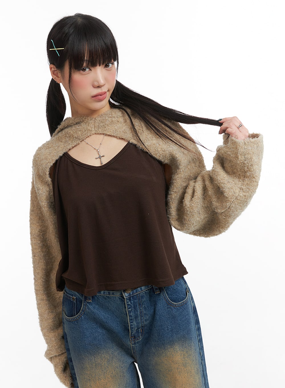 Hooded Long Sleeve Bolero Shrug IJ411