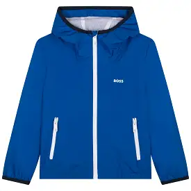 Hugo Boss Boys Hooded Windbreaker w/Logo_ Electric Blue J26469-871