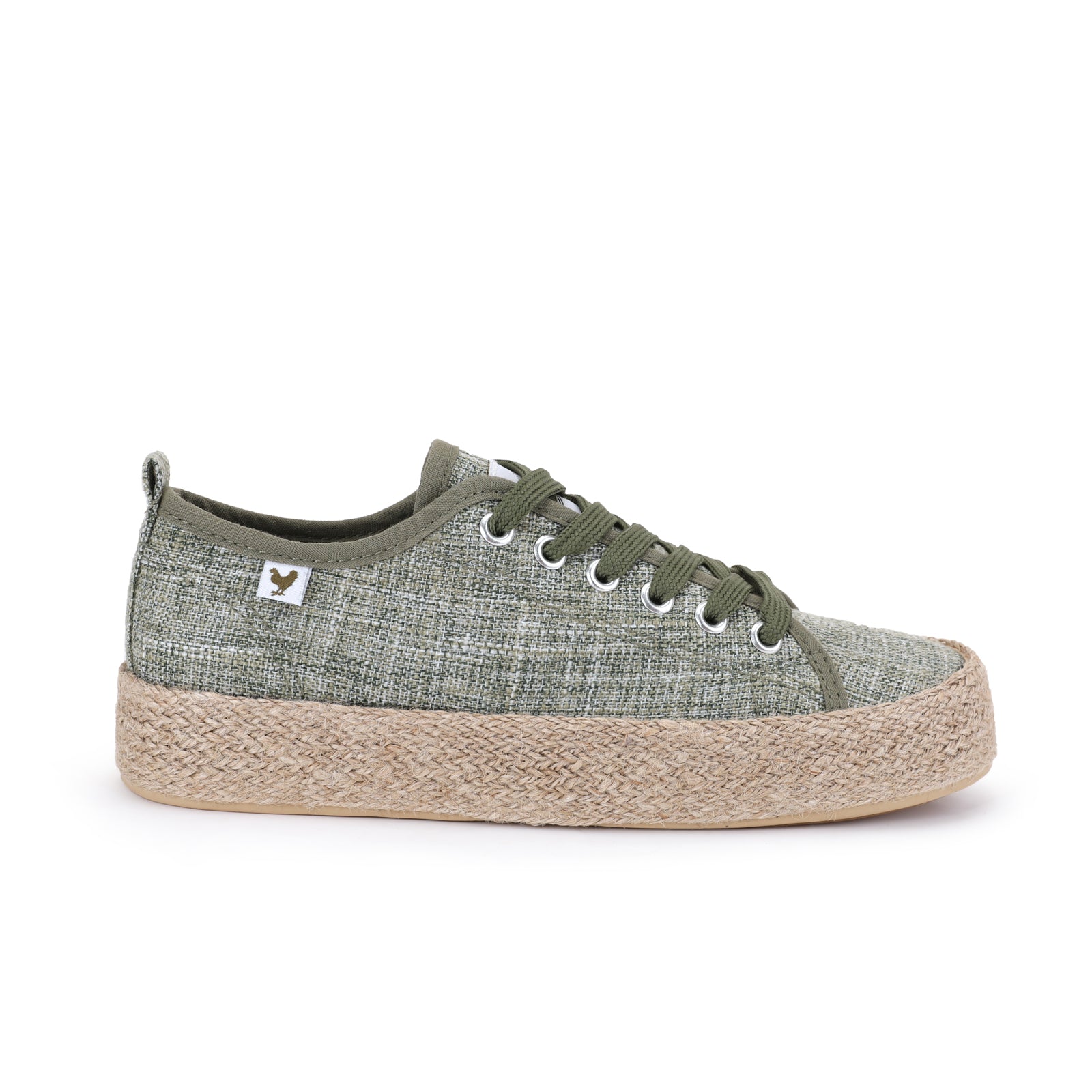 Khaki linen lace-up espadrille sneakers