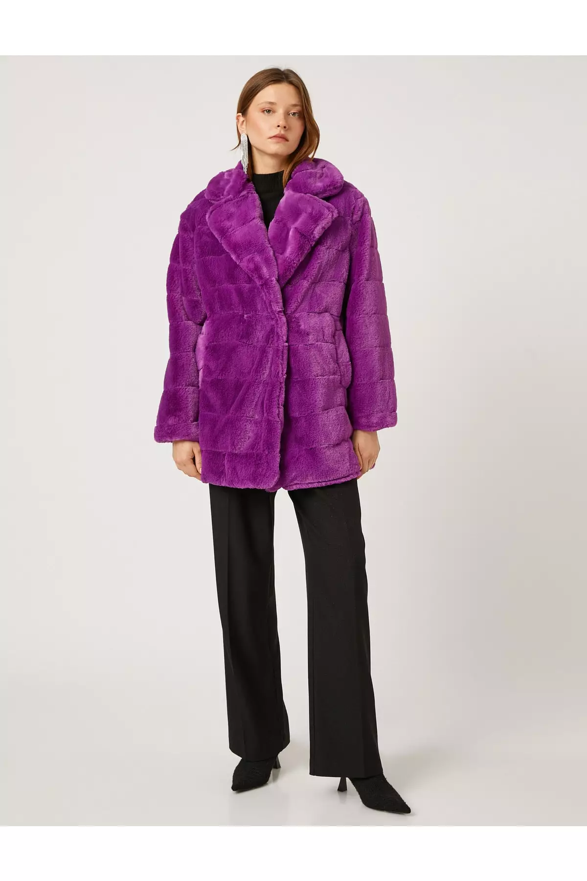 KOTON Layered Collar Pocket Plush Coat