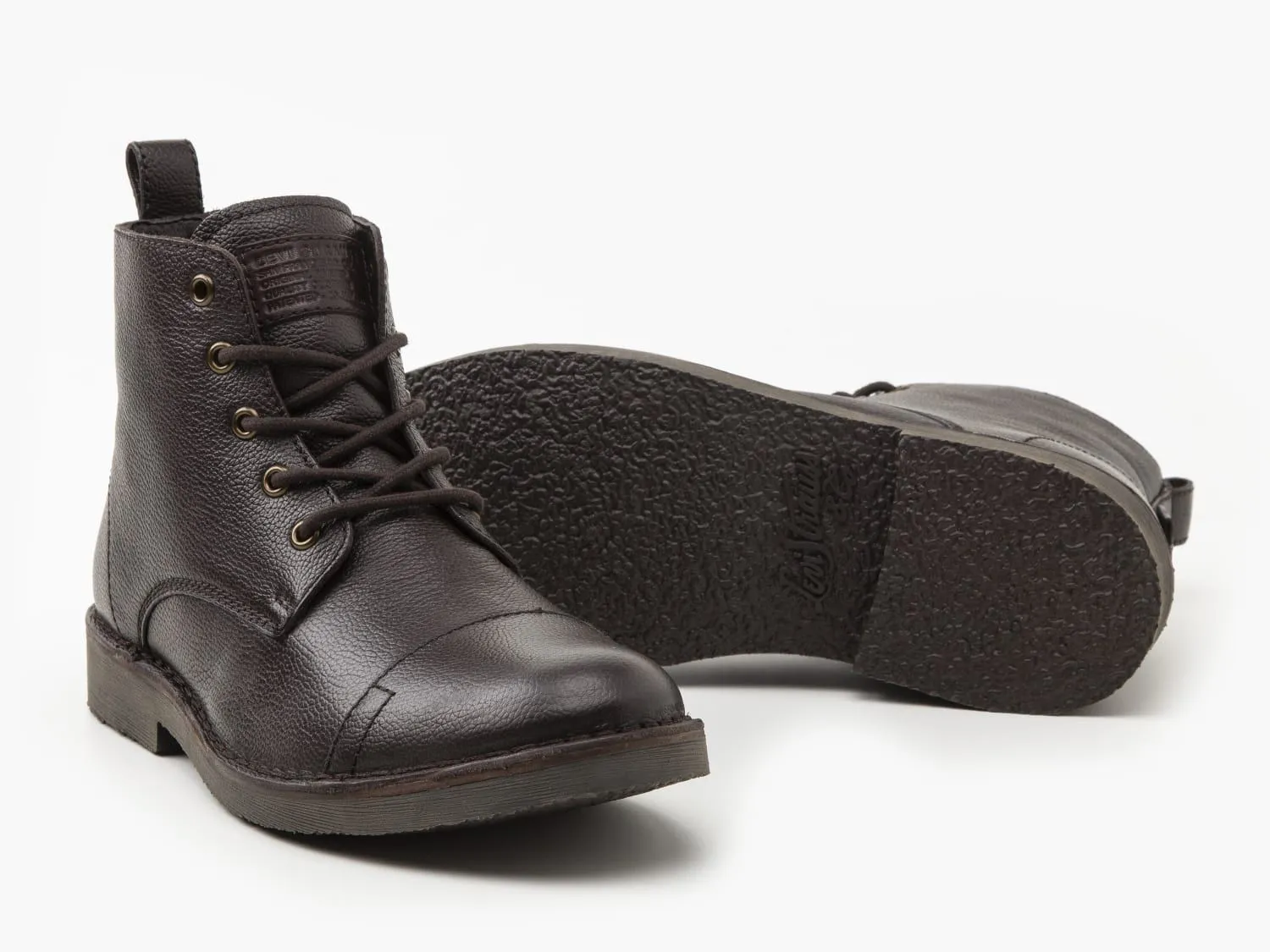 Levi's® Track Lace Up Leather Boots Dark Brown