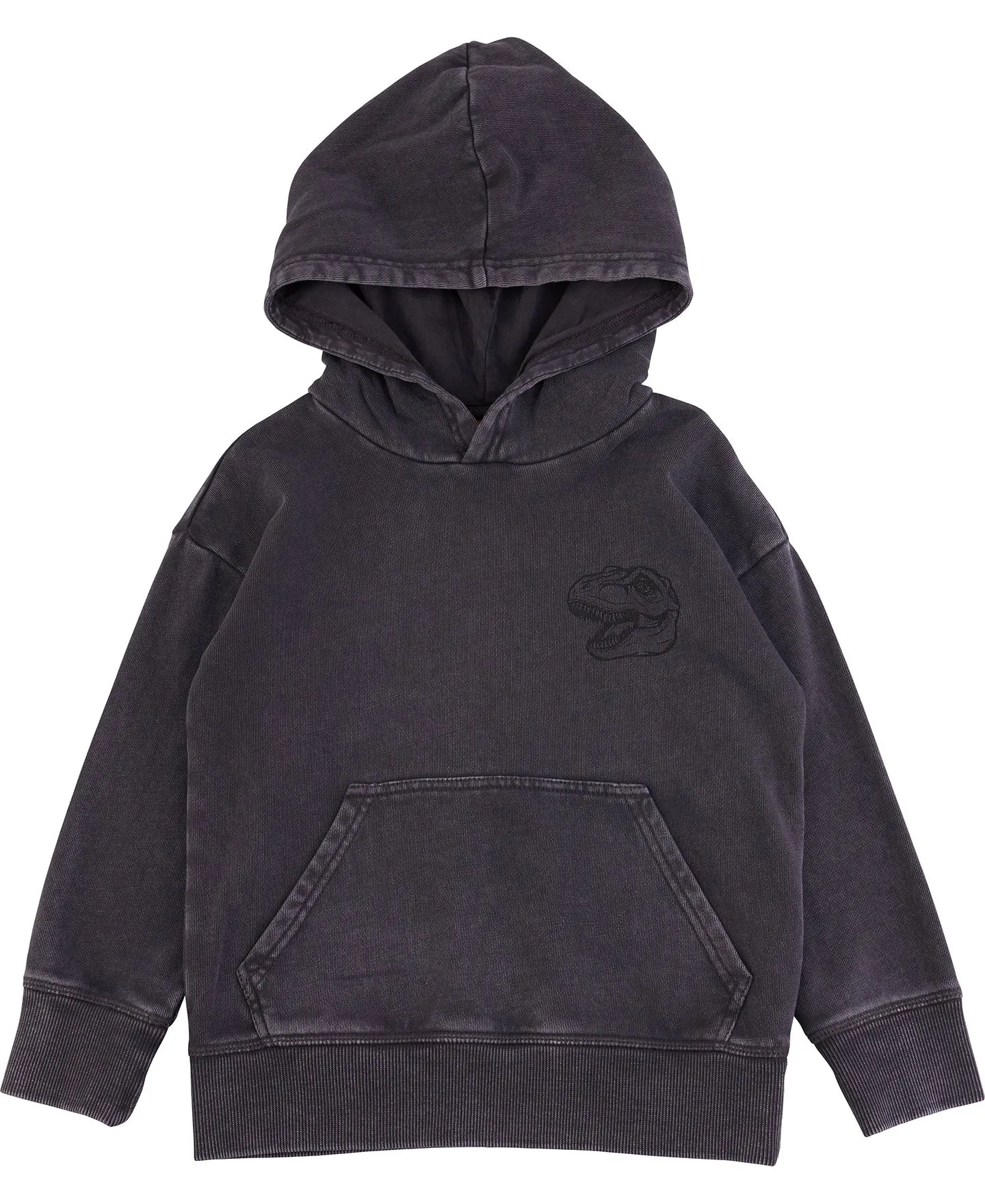 Little Kids' Acid Wash Hoodie in Black Dino | Postie