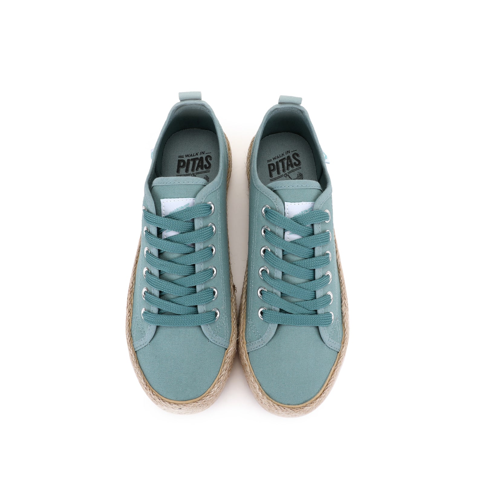 Mediterranean green canvas lace-up espadrille sneakers