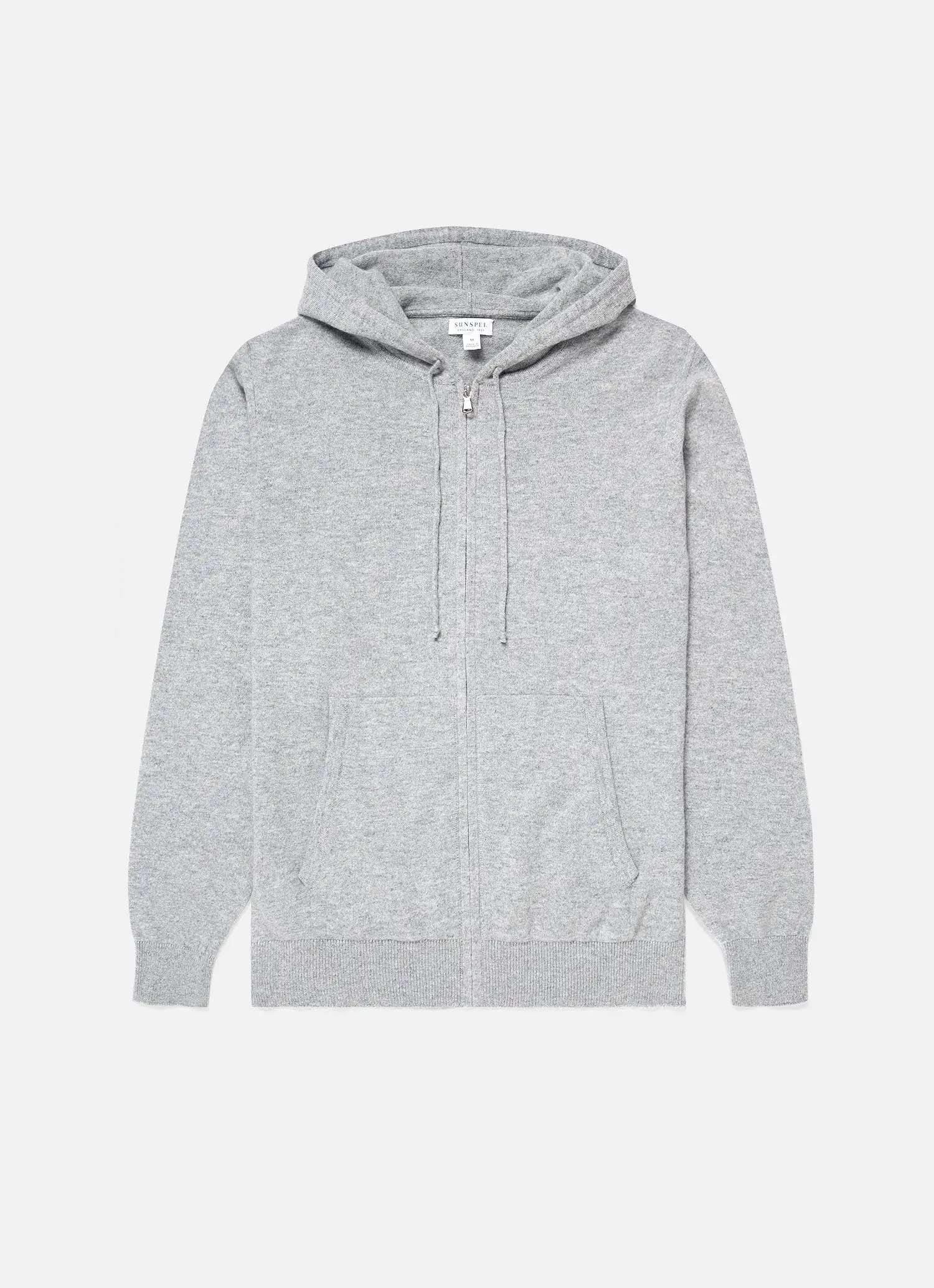 Men's Cashmere Zip Hoodie in Grey Melange