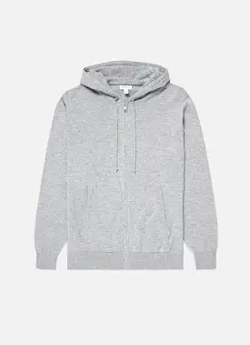 Men's Cashmere Zip Hoodie in Grey Melange