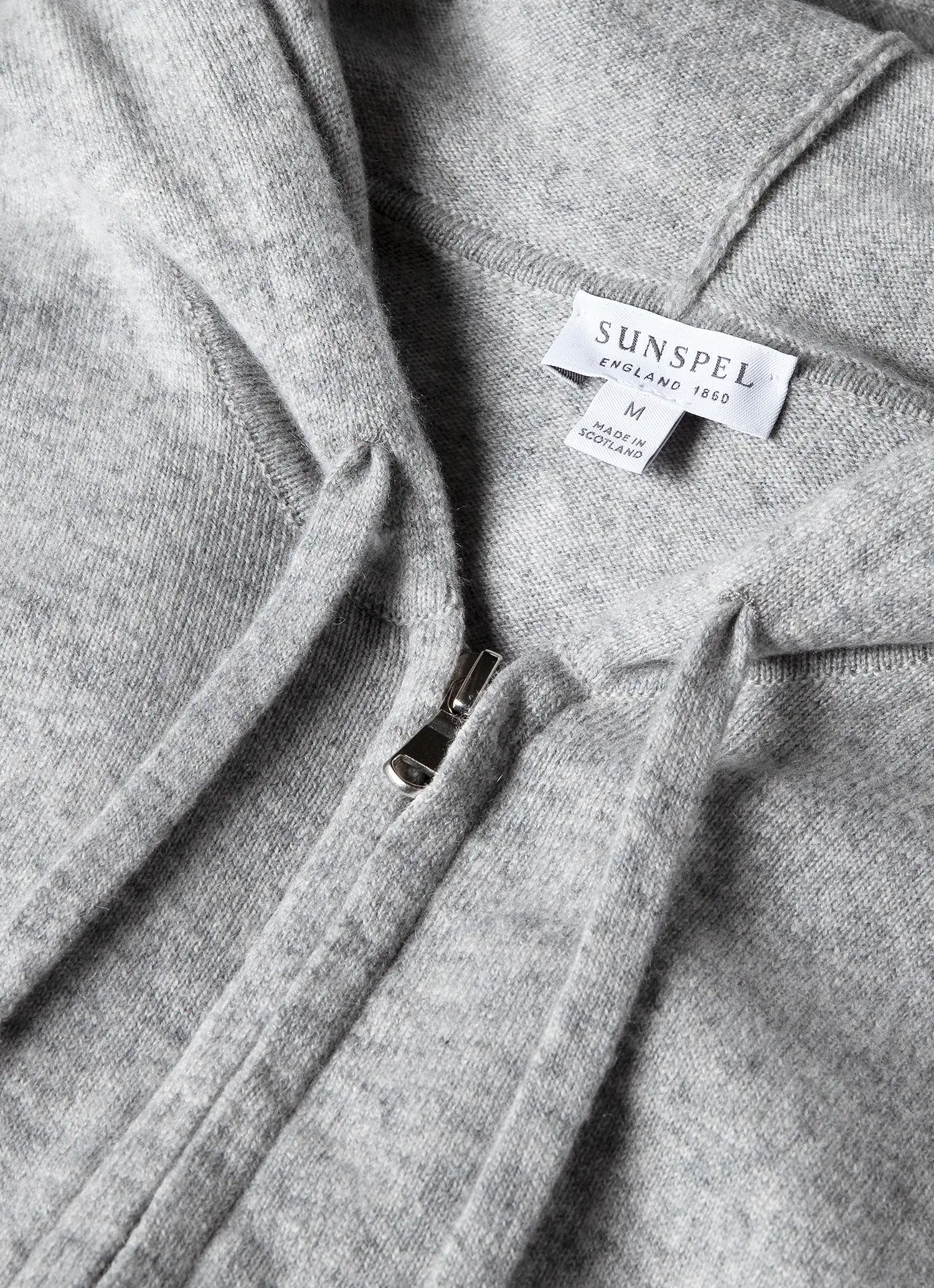 Men's Cashmere Zip Hoodie in Grey Melange