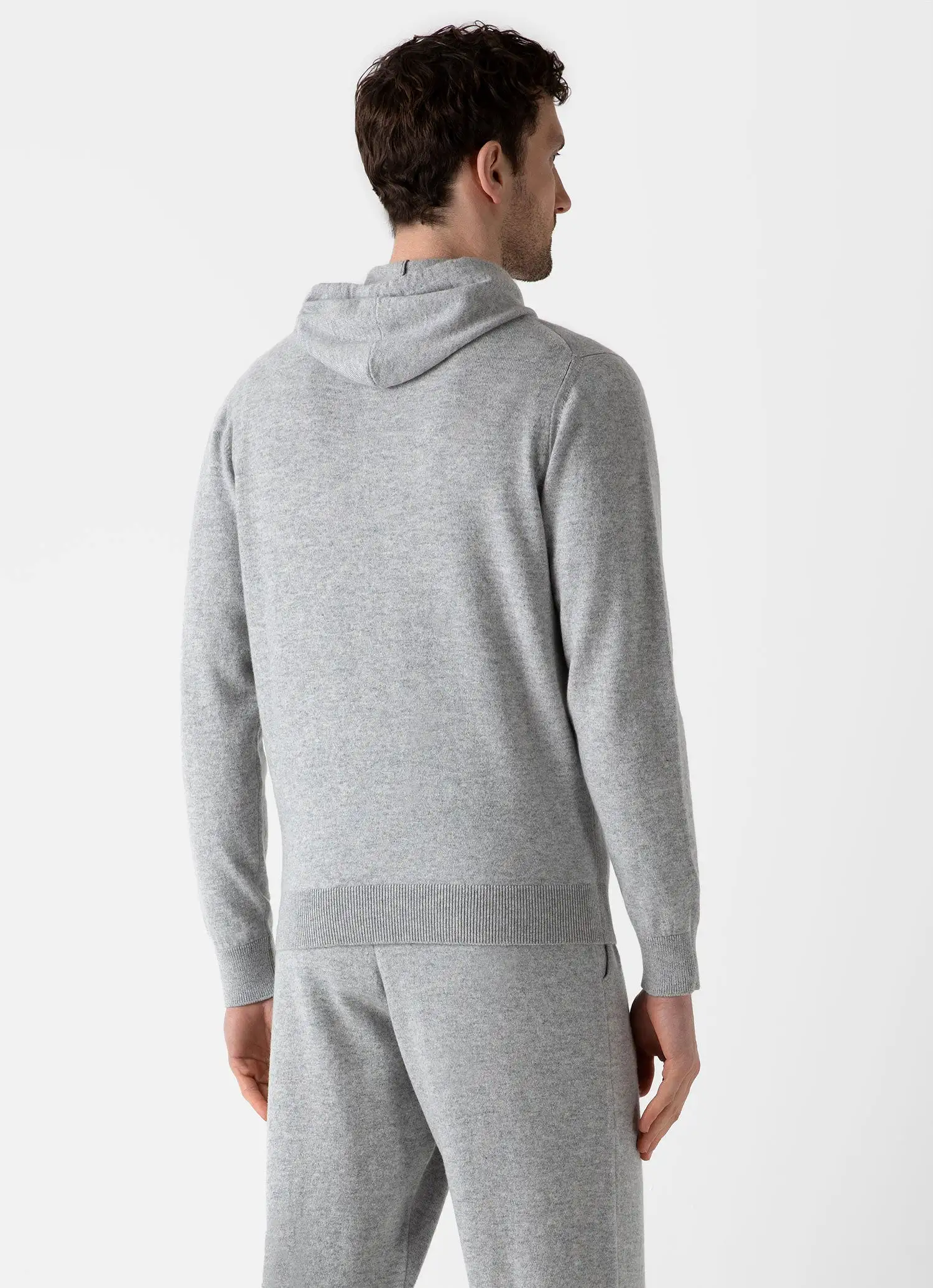 Men's Cashmere Zip Hoodie in Grey Melange