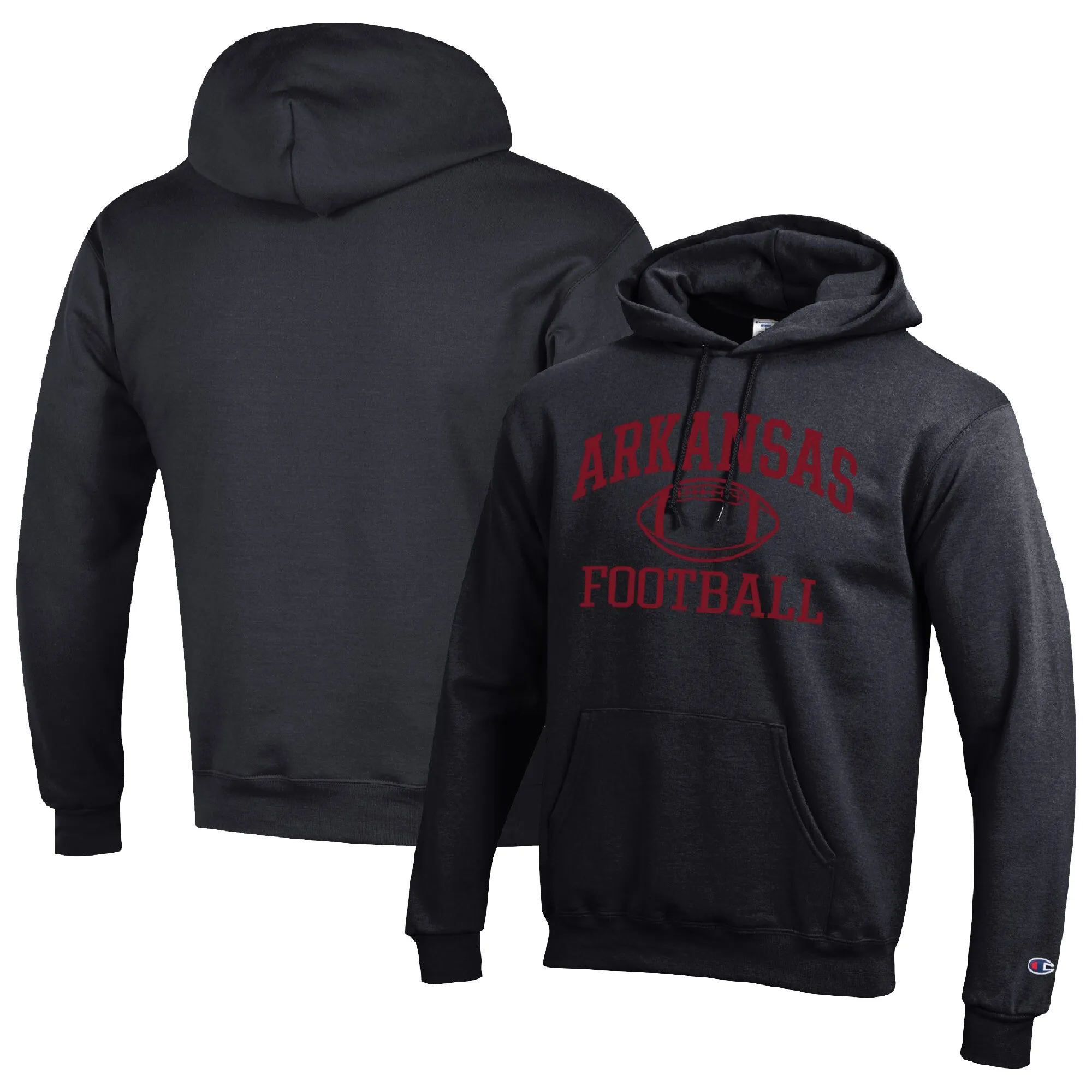 Men's Champion Black Arkansas Razorbacks Football Icon Pullover Hoodie