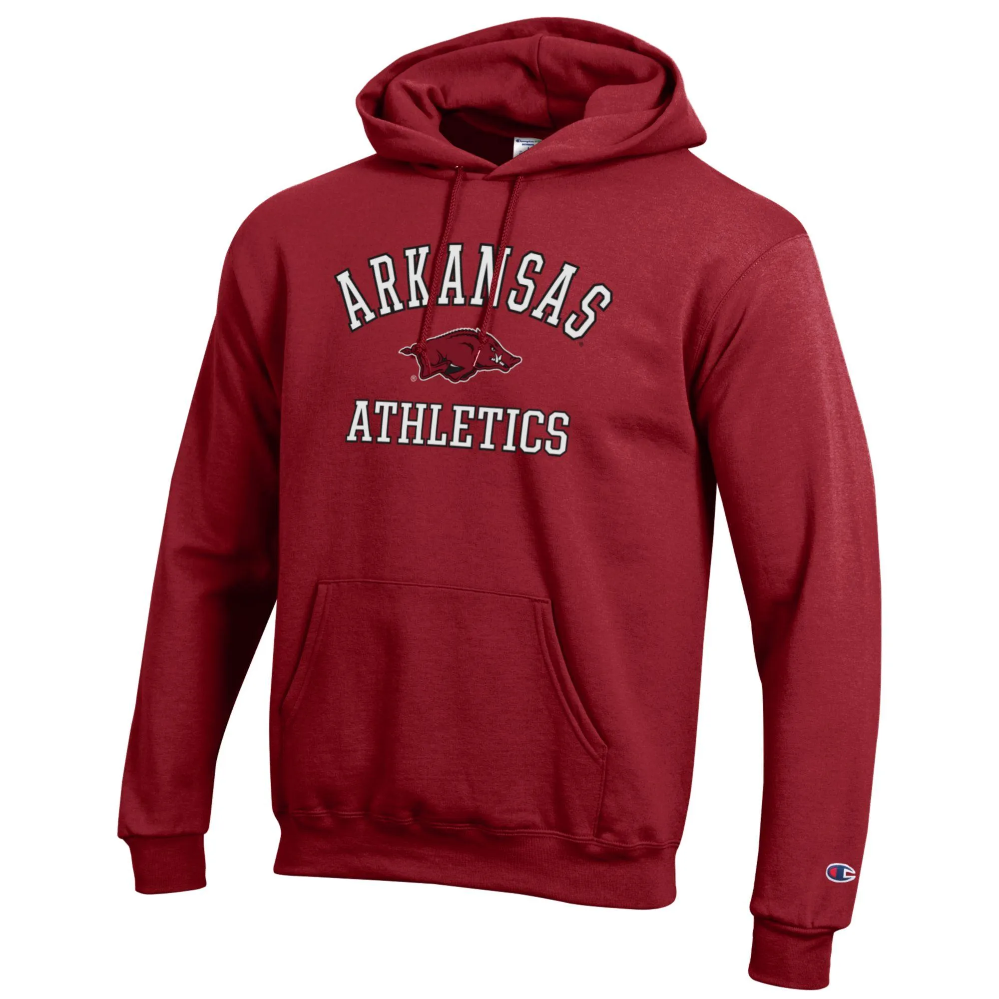 Men's Champion  Cardinal Arkansas Razorbacks Athletics Logo Pullover Hoodie