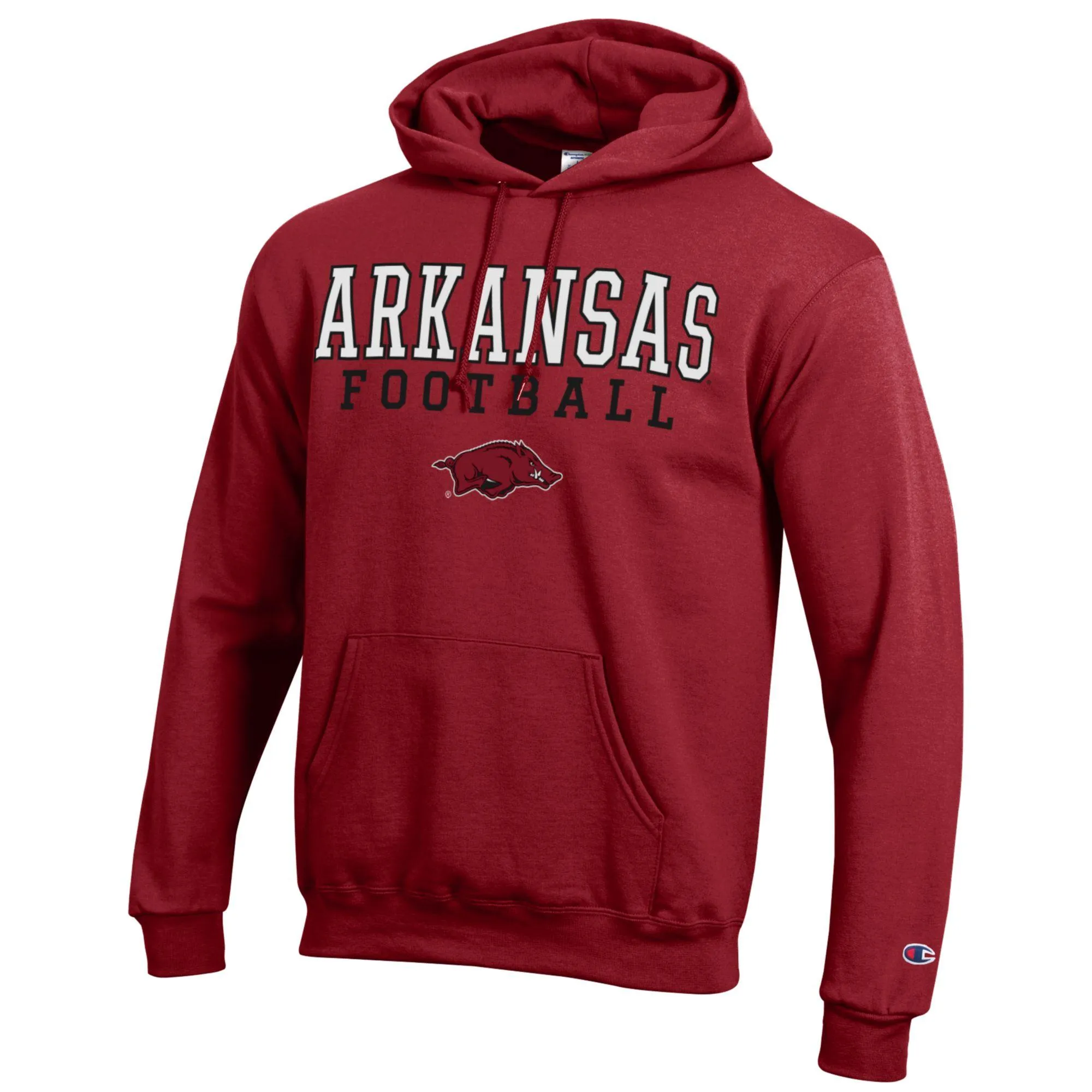 Men's Champion Cardinal Arkansas Razorbacks Football Stack Pullover Hoodie