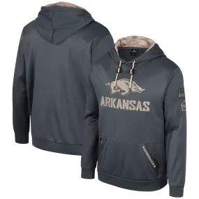 Men's Colosseum Charcoal Arkansas Razorbacks OHT Military Appreciation Pullover Hoodie