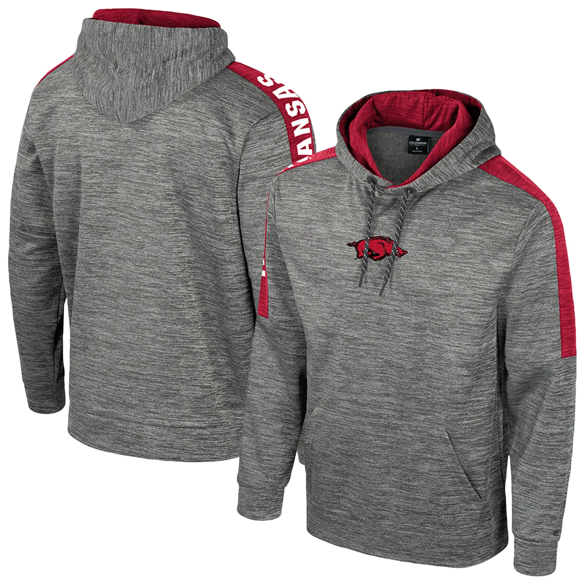 Men's Colosseum Heather Gray Arkansas Razorbacks Dozer Pullover Hoodie