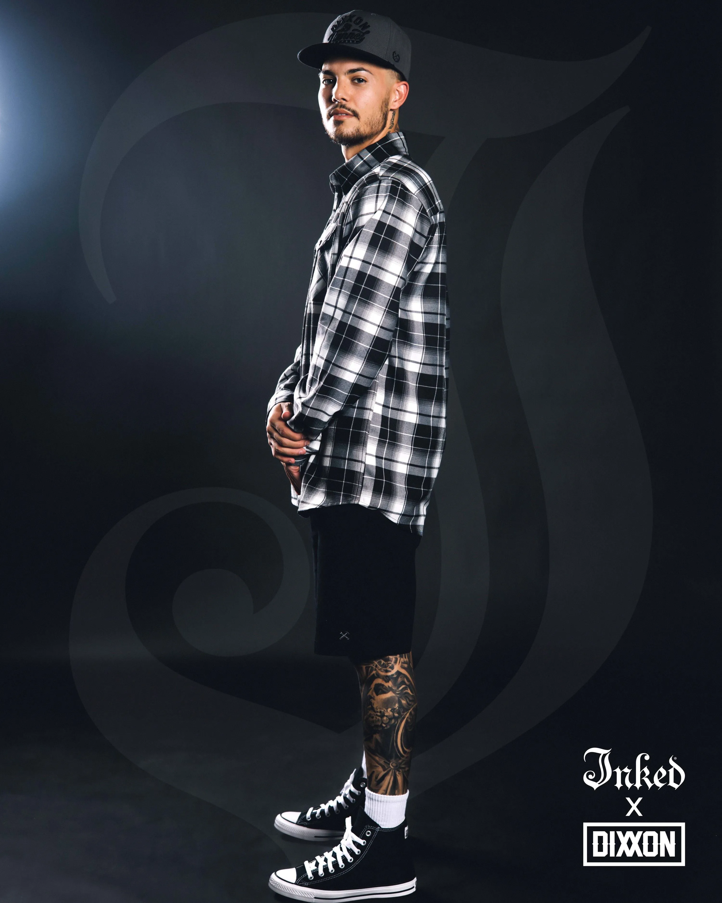 Men's Inked X Dixxon Collab Flannel Shirt - Black/White