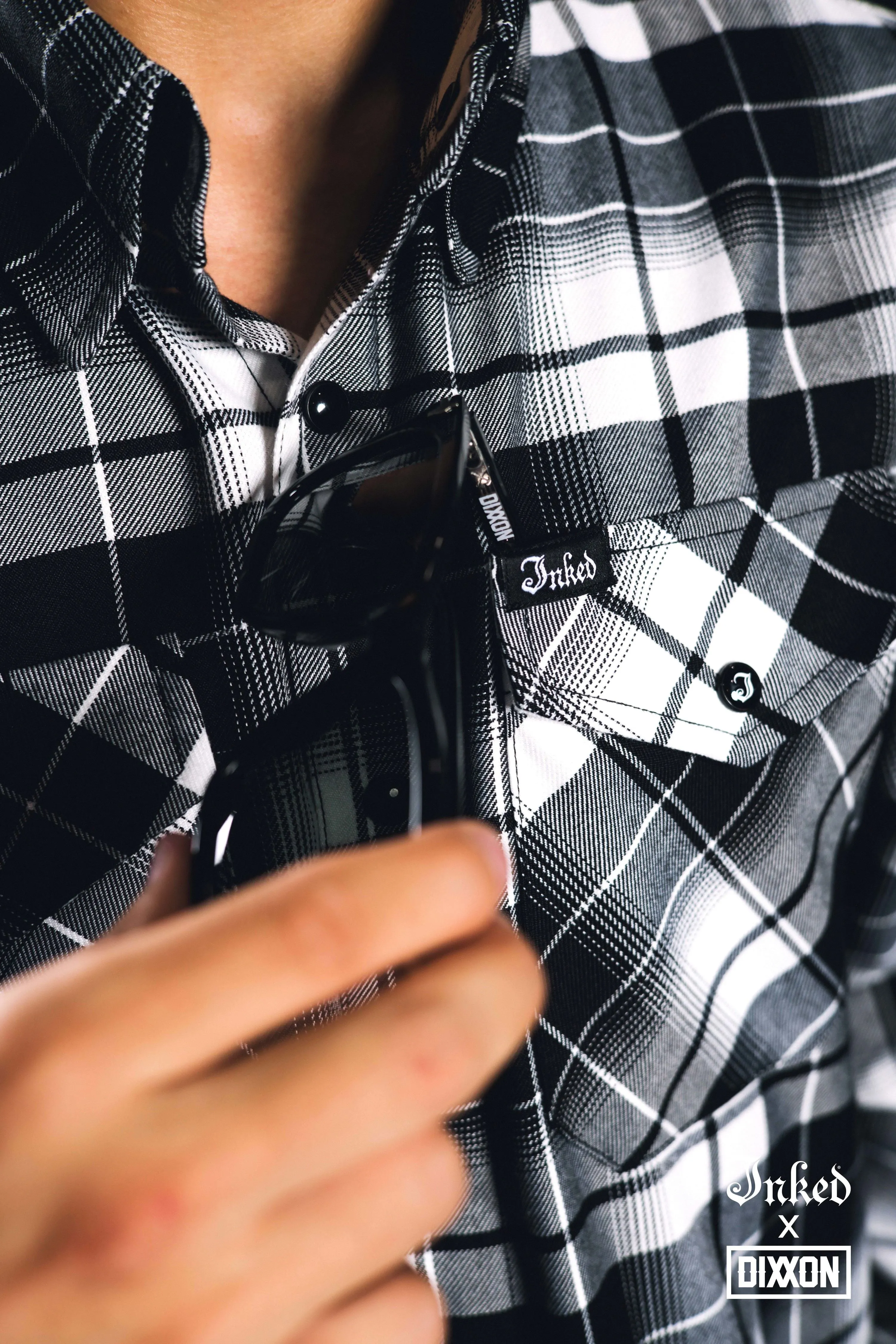 Men's Inked X Dixxon Collab Flannel Shirt - Black/White