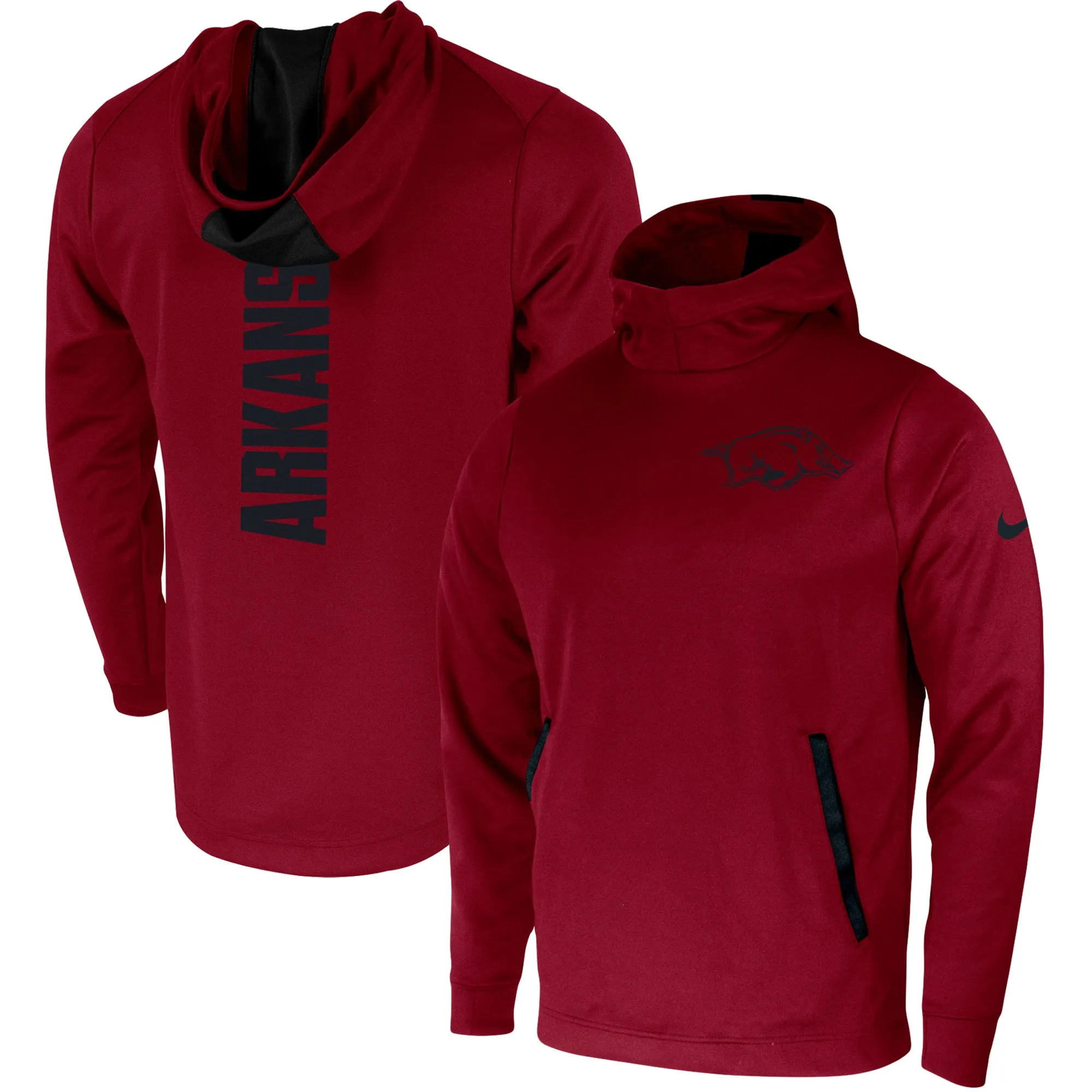 Men's Nike Cardinal Arkansas Razorbacks 2-Hit Performance Pullover Hoodie