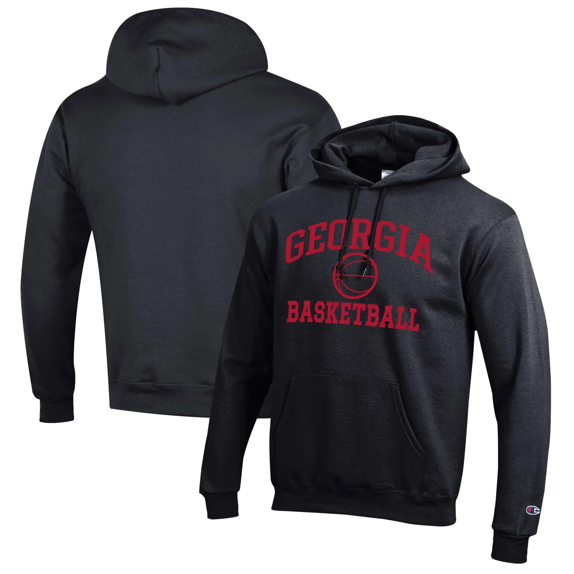 Men's Champion Black Georgia Bulldogs Basketball Icon Pullover Hoodie