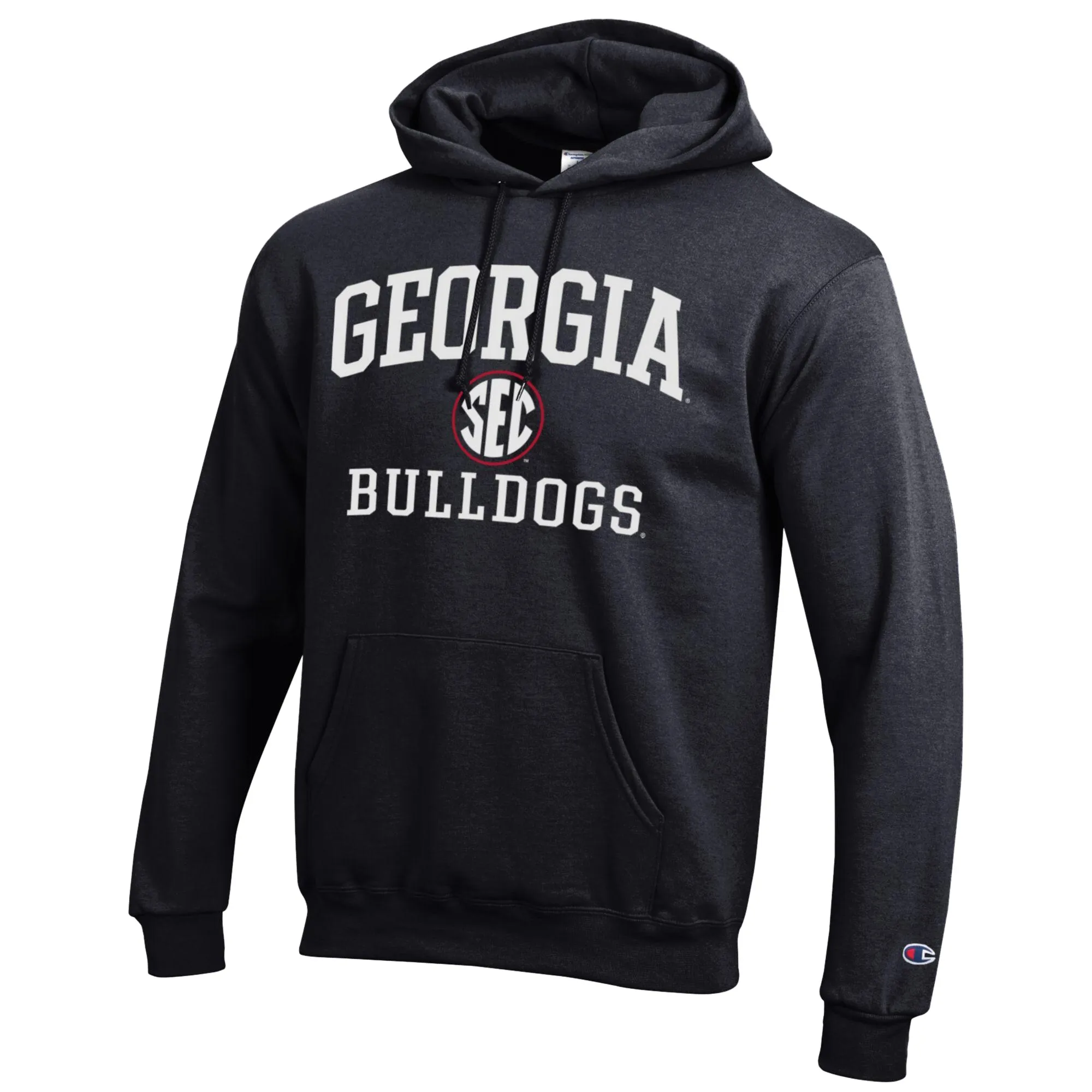 Men's Champion Black Georgia Bulldogs Team Fleece Pullover Hoodie