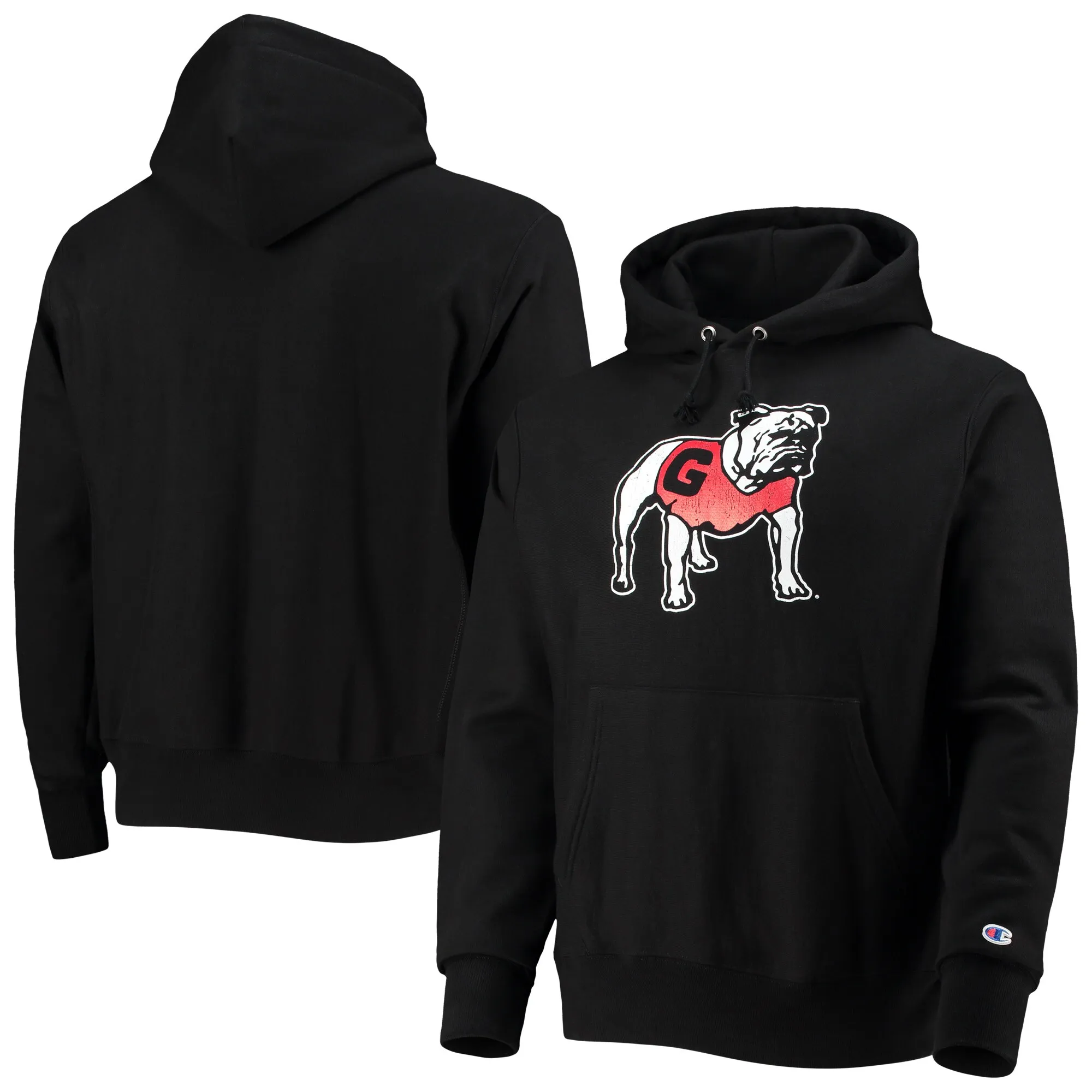 Men's Champion Black Georgia Bulldogs Vault Logo Reverse Weave Pullover Hoodie