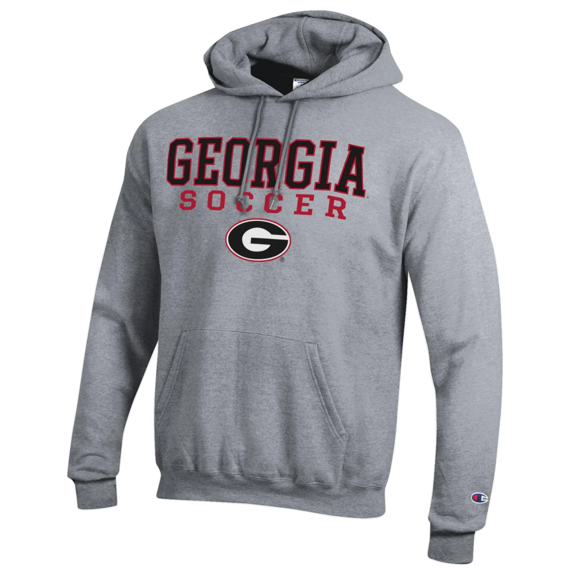 Men's Champion Gray Georgia Bulldogs Soccer Stack Logo Powerblend Pullover Hoodie