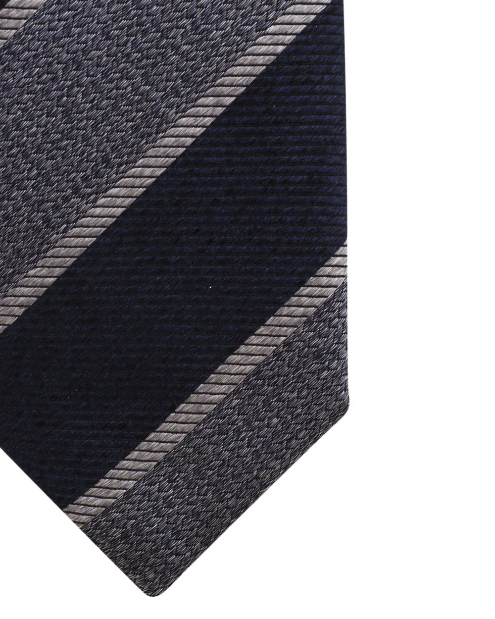 Midnight Blue and Flannel Striped Tie