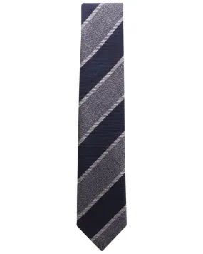 Midnight Blue and Flannel Striped Tie