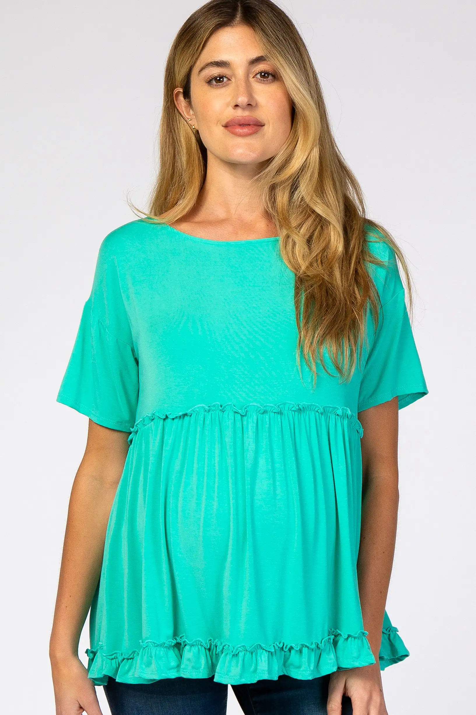 Mint Green Lettuce Trim Maternity Top