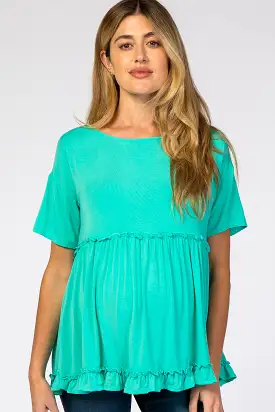 Mint Green Lettuce Trim Maternity Top