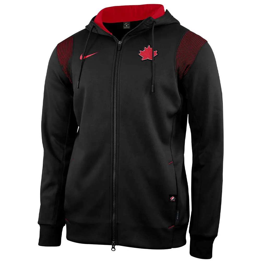 NIKE TEAM CANADA ADULT 2022 THERMA FULL ZIP BLACK HOODIE