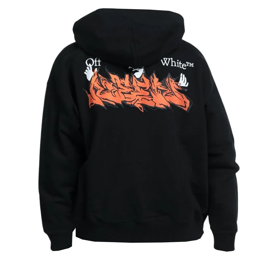 Off-White Marker Graffiti Spray Design Logo Black Hoodie