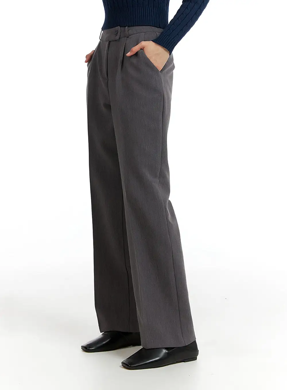 Pintuck Straight Leg Tailored Pants IF402