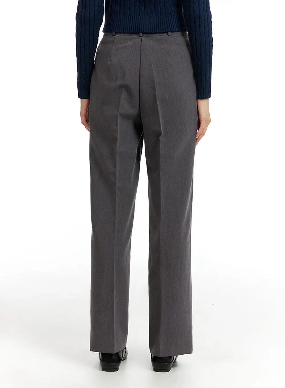 Pintuck Straight Leg Tailored Pants IF402