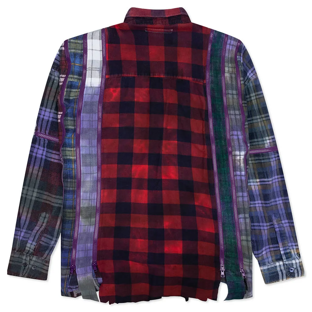 Rebuild 7 Cut Flannel Zipped Shirt  - Multi/ Tie Dye