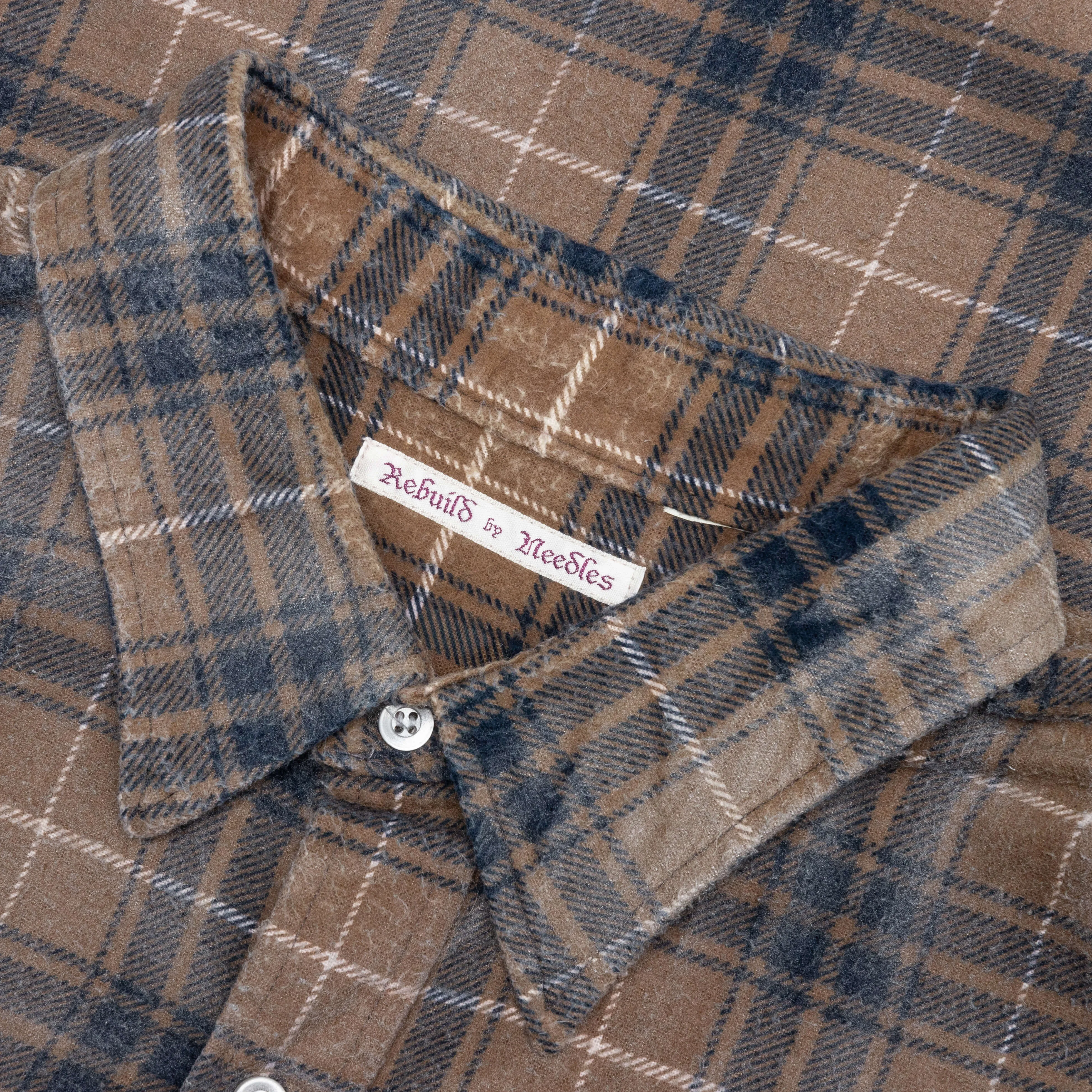 Rebuild by Flannel Shirt 7 Cuts Wide Shirt / Reflection - Brown/Blue