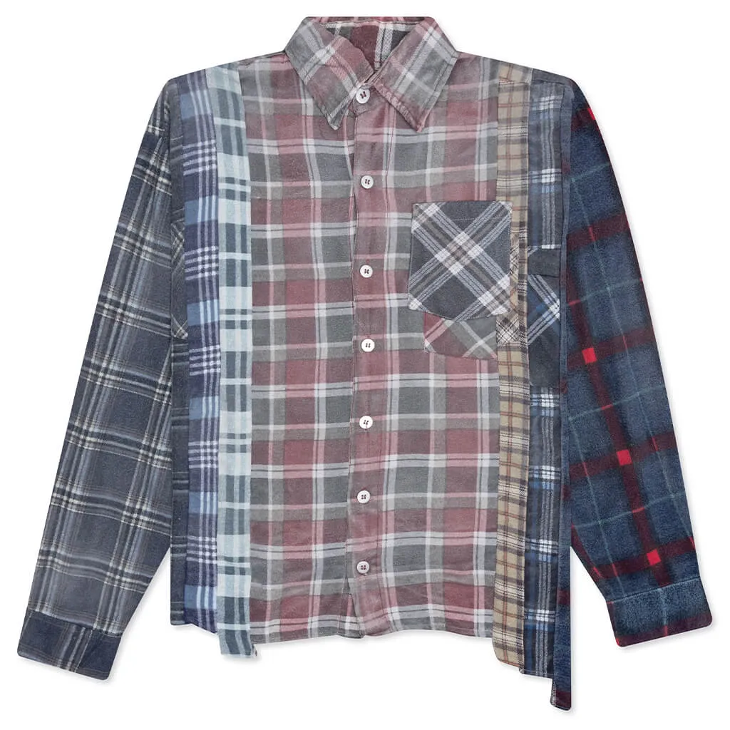 Rebuild by Flannel Shirt 7 Cuts Wide Shirt / Reflection - Faded Grey/Red