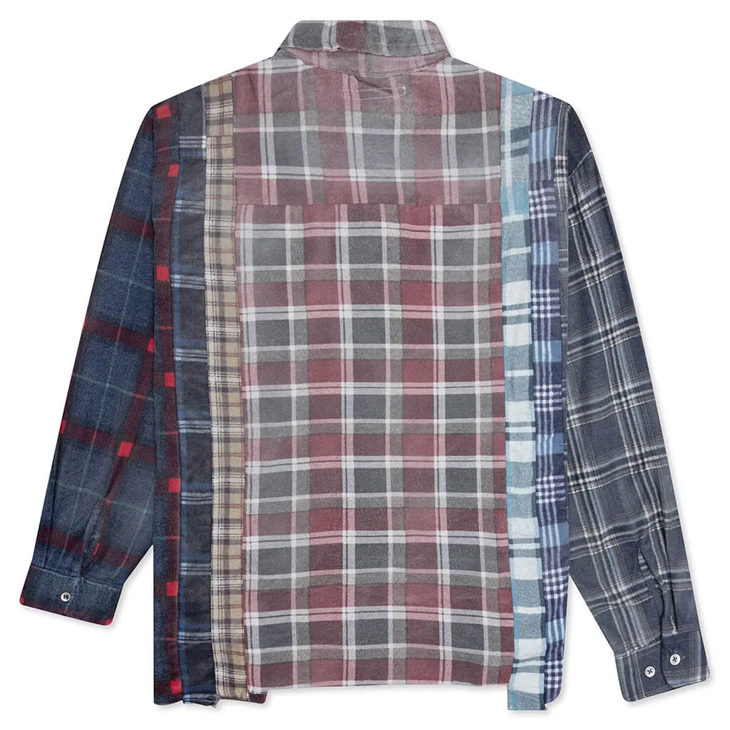 Rebuild by Flannel Shirt 7 Cuts Wide Shirt / Reflection - Faded Grey/Red