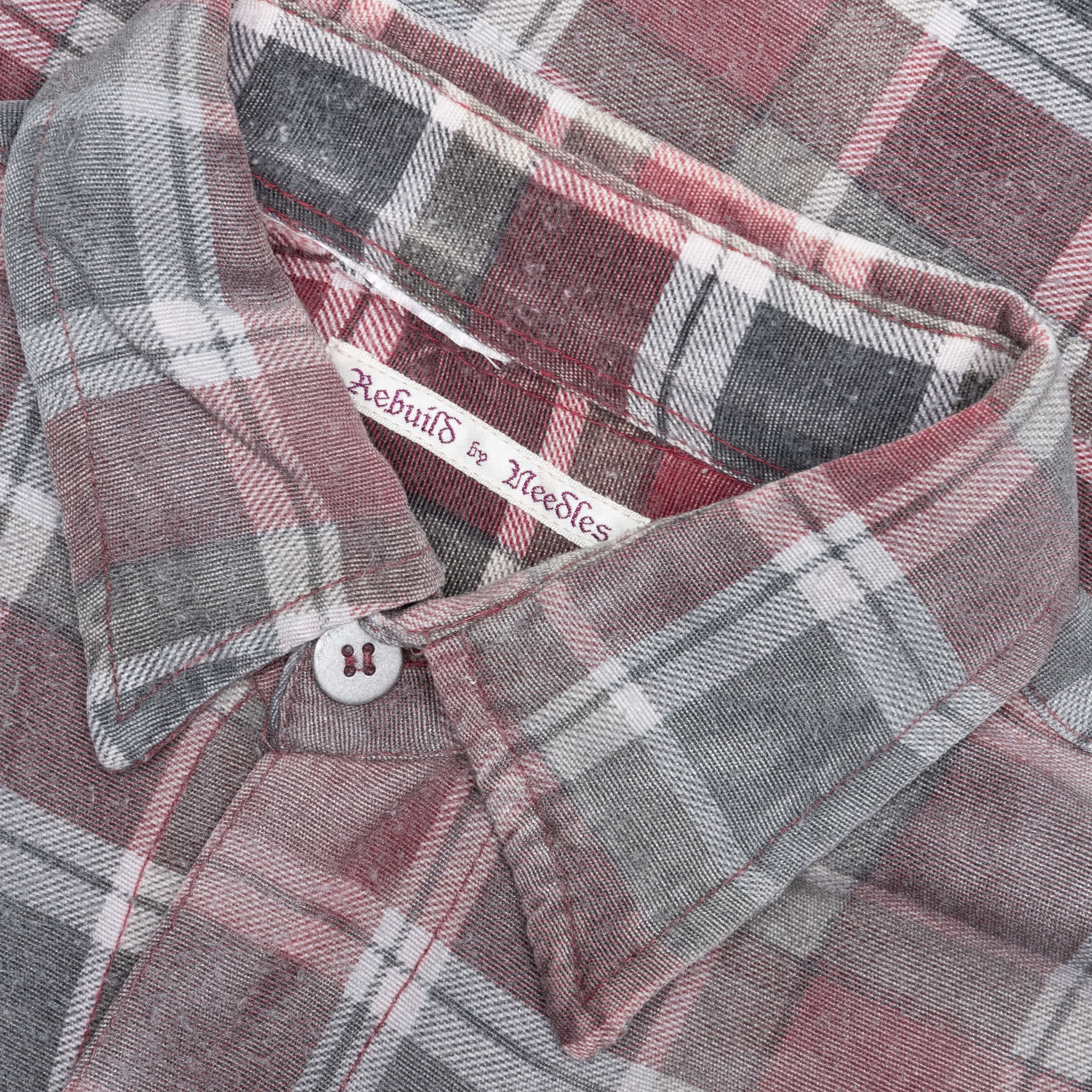 Rebuild by Flannel Shirt 7 Cuts Wide Shirt / Reflection - Faded Grey/Red